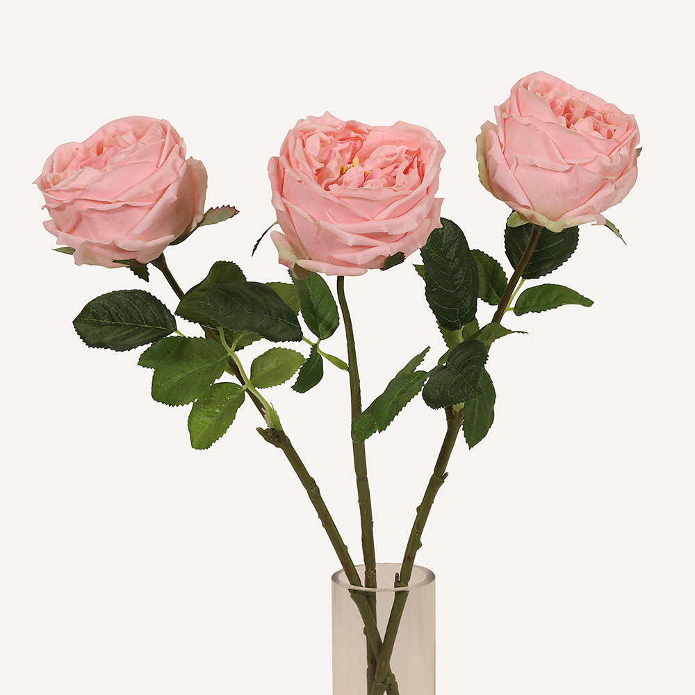En elegant Ros rosa Eden, Konstgjord ros 45 cm hög med naturligt utseende och känsla. Detaljerad utformning med realistiskt bladverk. 3