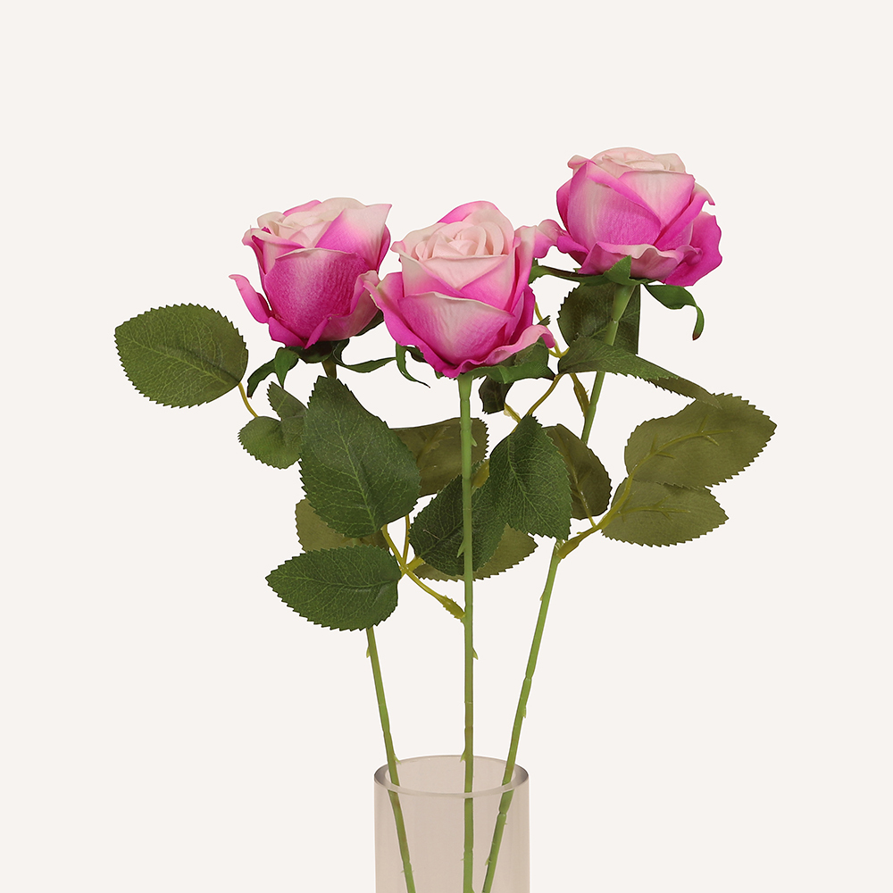 En elegant Ros rosa melerad Velvet, Konstgjord ros 51 cm hög med naturligt utseende och känsla. Detaljerad utformning med realistiskt bladverk. 3