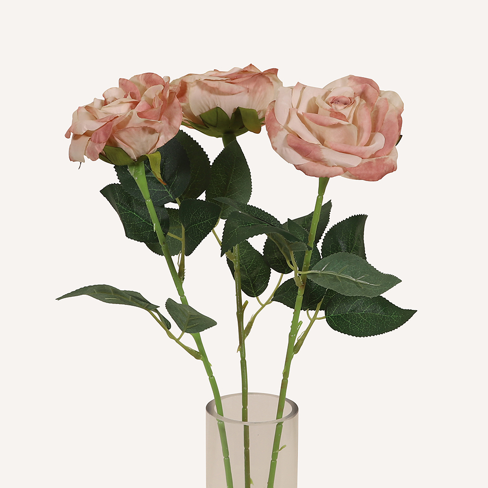 En elegant Ros varm beige melerad Vintage, Konstgjord ros 51 cm hög med naturligt utseende och känsla. Detaljerad utformning med realistiskt bladverk. 3