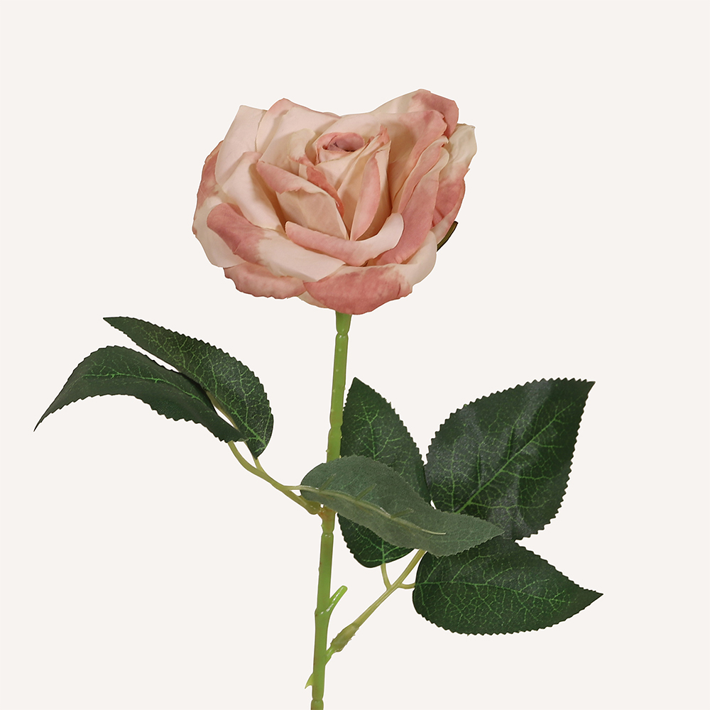 En elegant Ros varm beige melerad Vintage, Konstgjord ros 51 cm hög med naturligt utseende och känsla. Detaljerad utformning med realistiskt bladverk. 