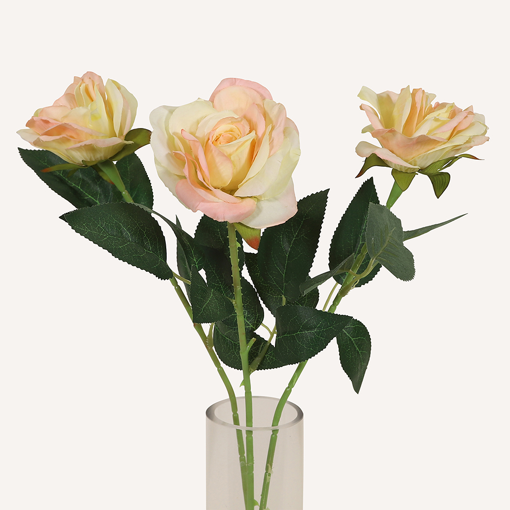 En elegant Ros rosa vanilj Vintage, Konstgjord ros 51 cm hög med naturligt utseende och känsla. Detaljerad utformning med realistiskt bladverk. 3