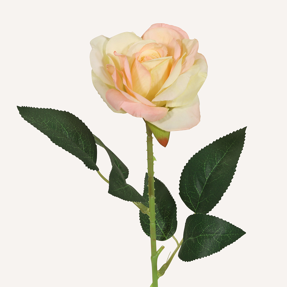 En elegant Ros rosa vanilj Vintage, Konstgjord ros 51 cm hög med naturligt utseende och känsla. Detaljerad utformning med realistiskt bladverk. 