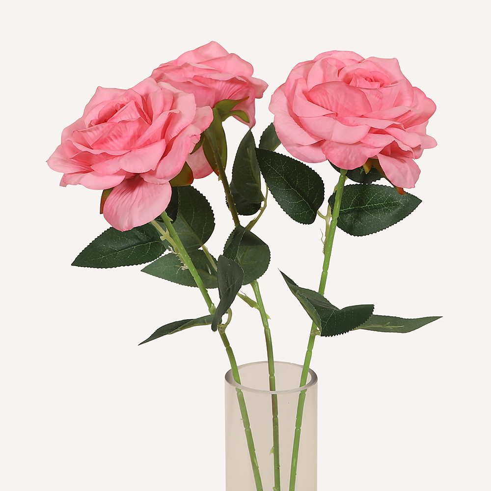 En elegant Ros rosa Vintage, Konstgjord ros 51 cm hög med naturligt utseende och känsla. Detaljerad utformning med realistiskt bladverk. 3
