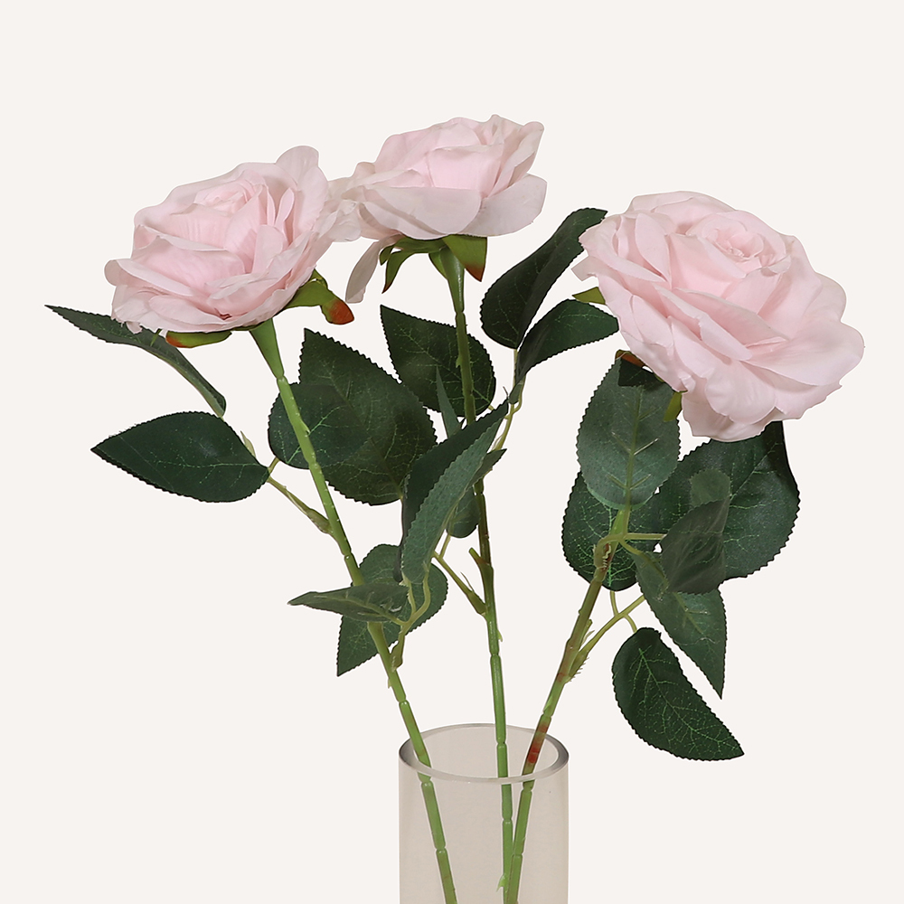 En elegant Ros ljusrosa Vintage, Konstgjord ros 51 cm hög med naturligt utseende och känsla. Detaljerad utformning med realistiskt bladverk. 3
