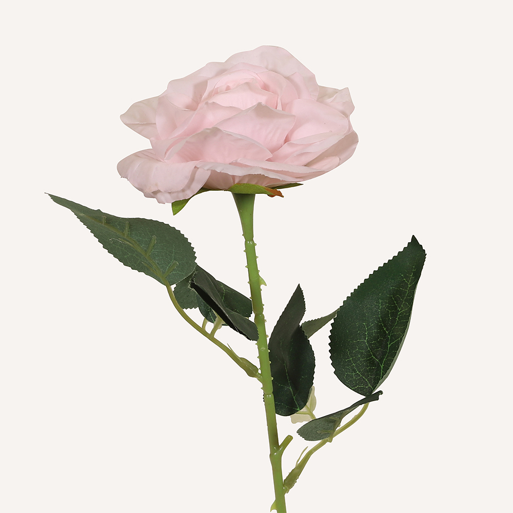 En elegant Ros ljusrosa Vintage, Konstgjord ros 51 cm hög med naturligt utseende och känsla. Detaljerad utformning med realistiskt bladverk. 