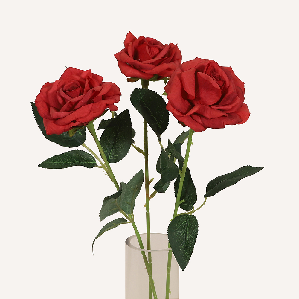 En elegant Ros vinröd Vintage, Konstgjord ros 51 cm hög med naturligt utseende och känsla. Detaljerad utformning med realistiskt bladverk. 3