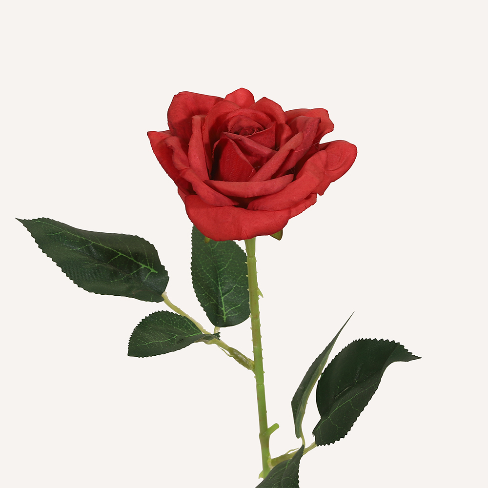 En elegant Ros vinröd Vintage, Konstgjord ros 51 cm hög med naturligt utseende och känsla. Detaljerad utformning med realistiskt bladverk. 