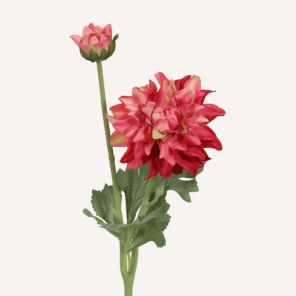En elegant Blombukett rosa melerad dahlia Vincente, Konstgjord blombukett med 6 blommor och snittgrönt med naturligt utseende och känsla. Detaljerad utformning med realistiskt bladverk. 1