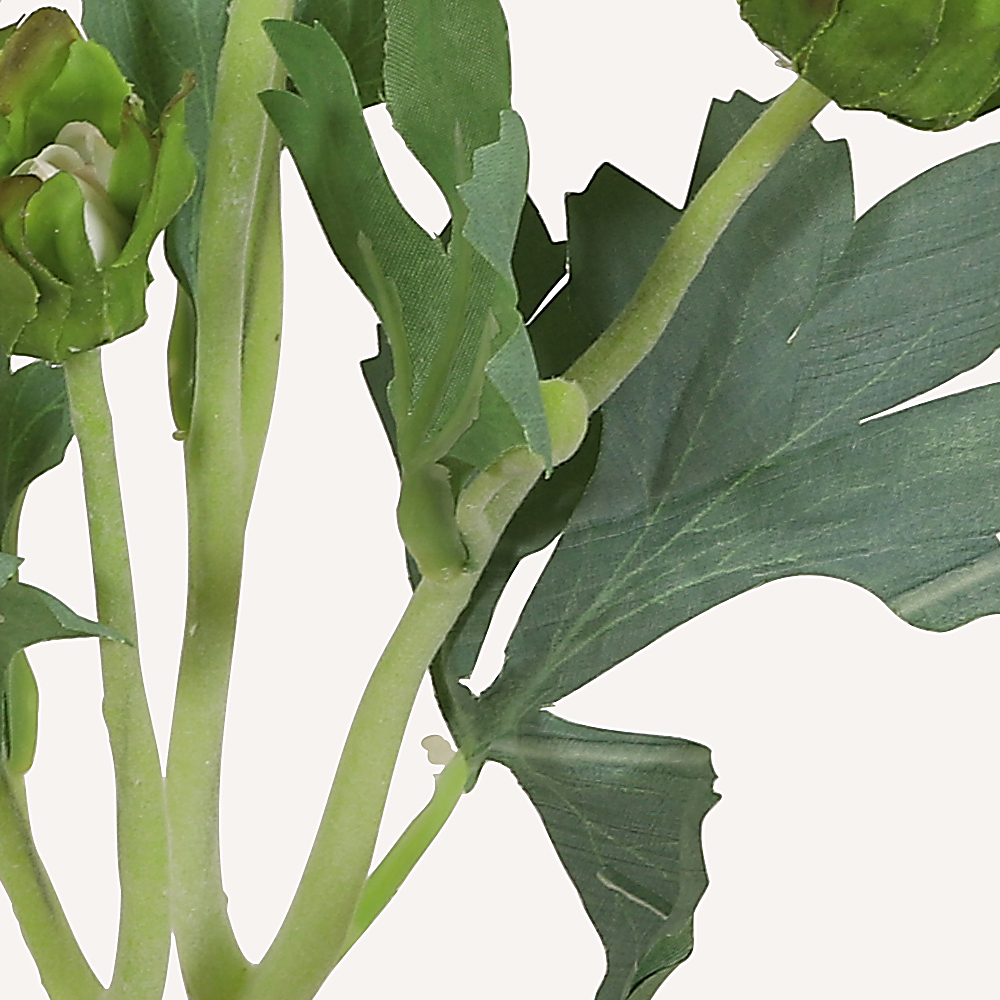 En elegant Dahlia vit Cavanilles, Konstgjord dahlia 56 cm hög 5 blommor med naturligt utseende och känsla. Detaljerad utformning med realistiskt bladverk. 