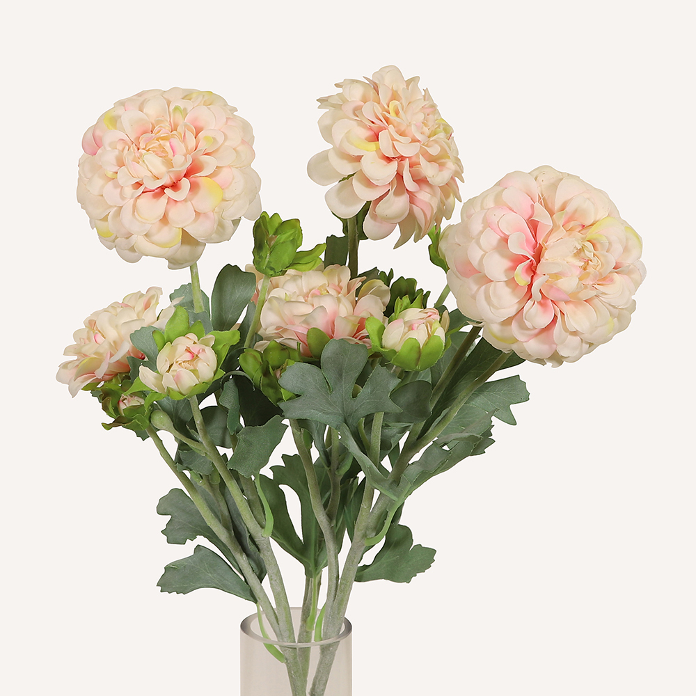 En elegant Dahlia ljusrosa Cavanilles, Konstgjord dahlia 56 cm hög 5 blommor med naturligt utseende och känsla. Detaljerad utformning med realistiskt bladverk. 