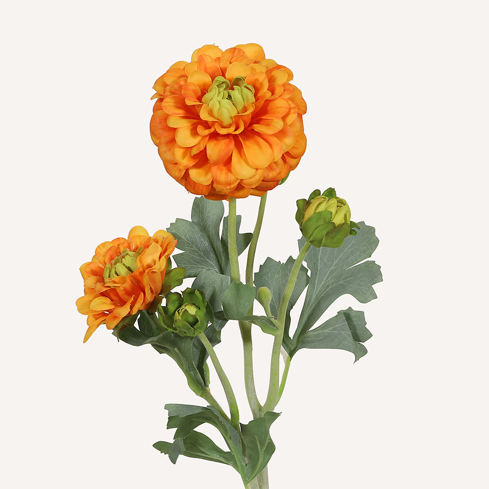 En elegant Blombukett orange Dahlia Cavanilles, Konstgjord blombukett med 6 blommor och snittgrönt med naturligt utseende och känsla. Detaljerad utformning med realistiskt bladverk. 1