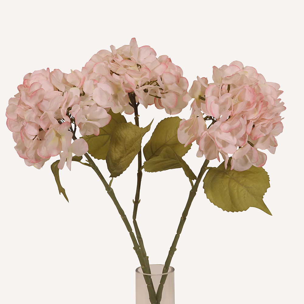 En elegant Hortensia rosa Honshu, Konstgjord hortensia 64 cm hög med naturligt utseende och känsla. Detaljerad utformning med realistiskt bladverk. 3