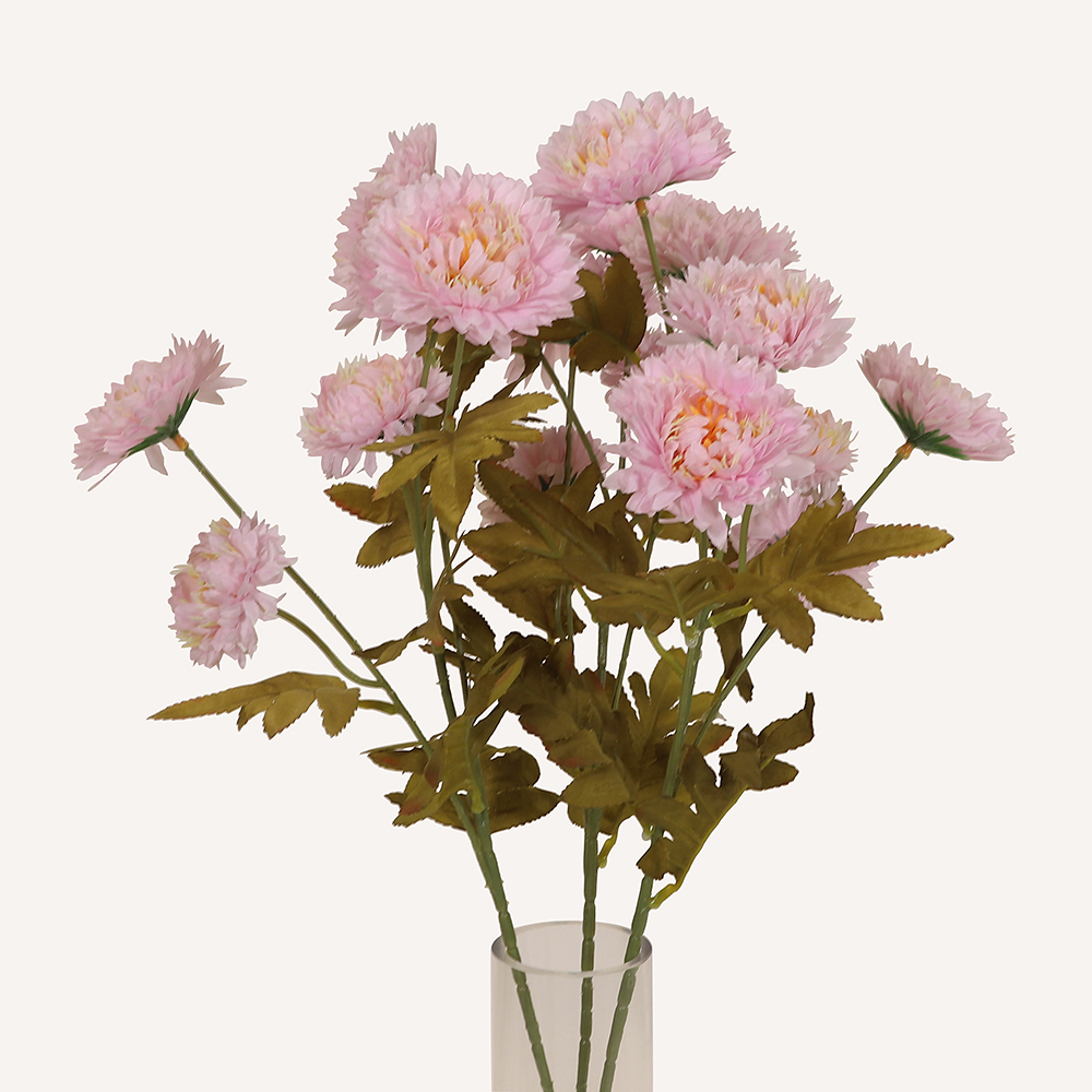 En elegant Krysantemum rosa Isört, Konstgjord krysantemum 61 cm hög 6 blommor med naturligt utseende och känsla. Detaljerad utformning med realistiskt bladverk. 3
