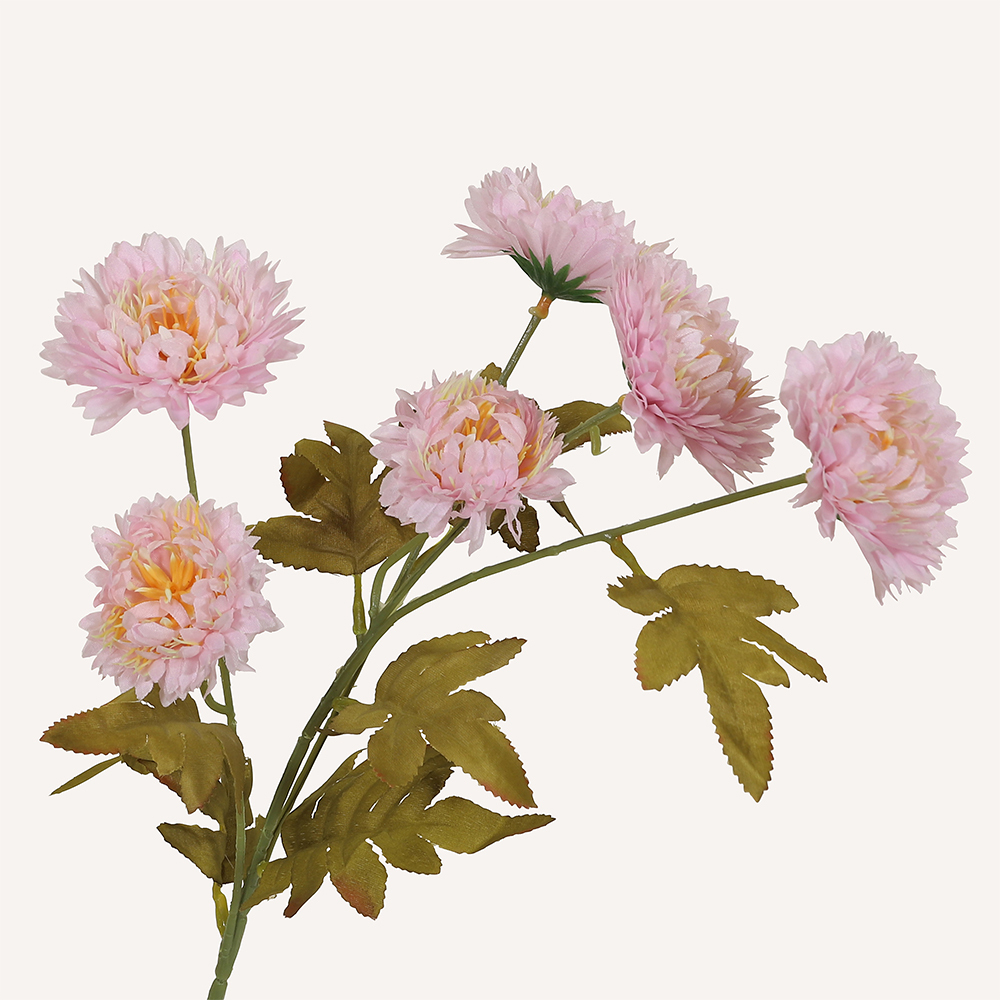 En elegant Krysantemum rosa Isört, Konstgjord krysantemum 61 cm hög 6 blommor med naturligt utseende och känsla. Detaljerad utformning med realistiskt bladverk. 