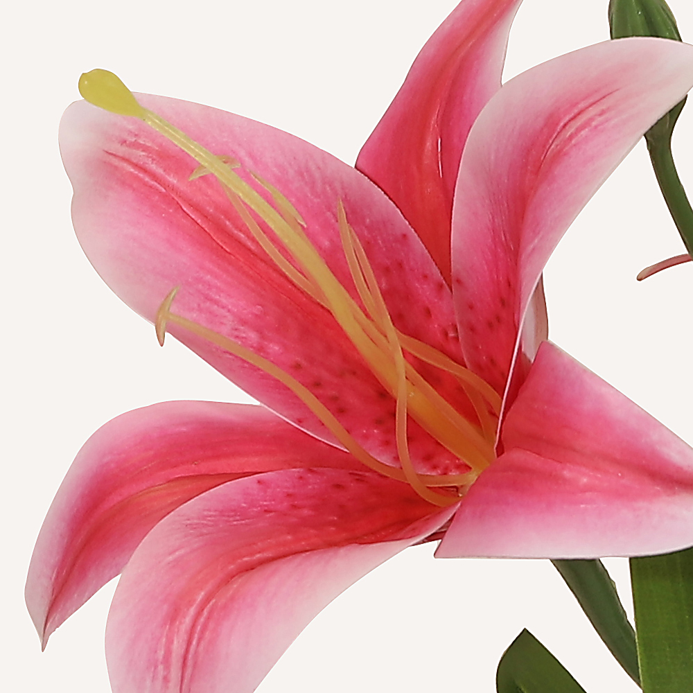En elegant Lilja rosa Gunsan, Konstgjord lilja 52 cm hög med naturligt utseende och känsla. Detaljerad utformning med realistiskt bladverk. 1