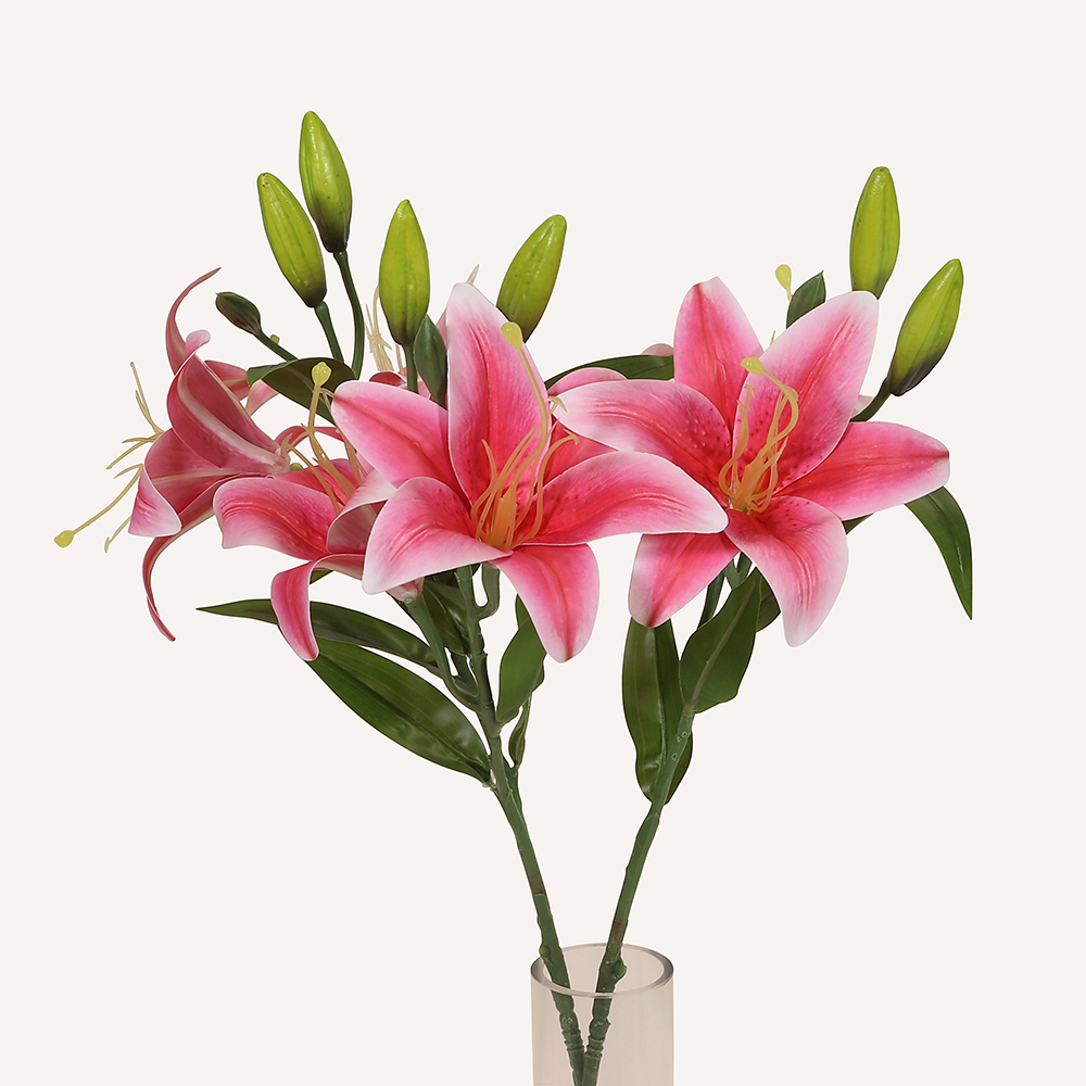 En elegant Lilja rosa Gunsan, Konstgjord lilja 52 cm hög med naturligt utseende och känsla. Detaljerad utformning med realistiskt bladverk. 3