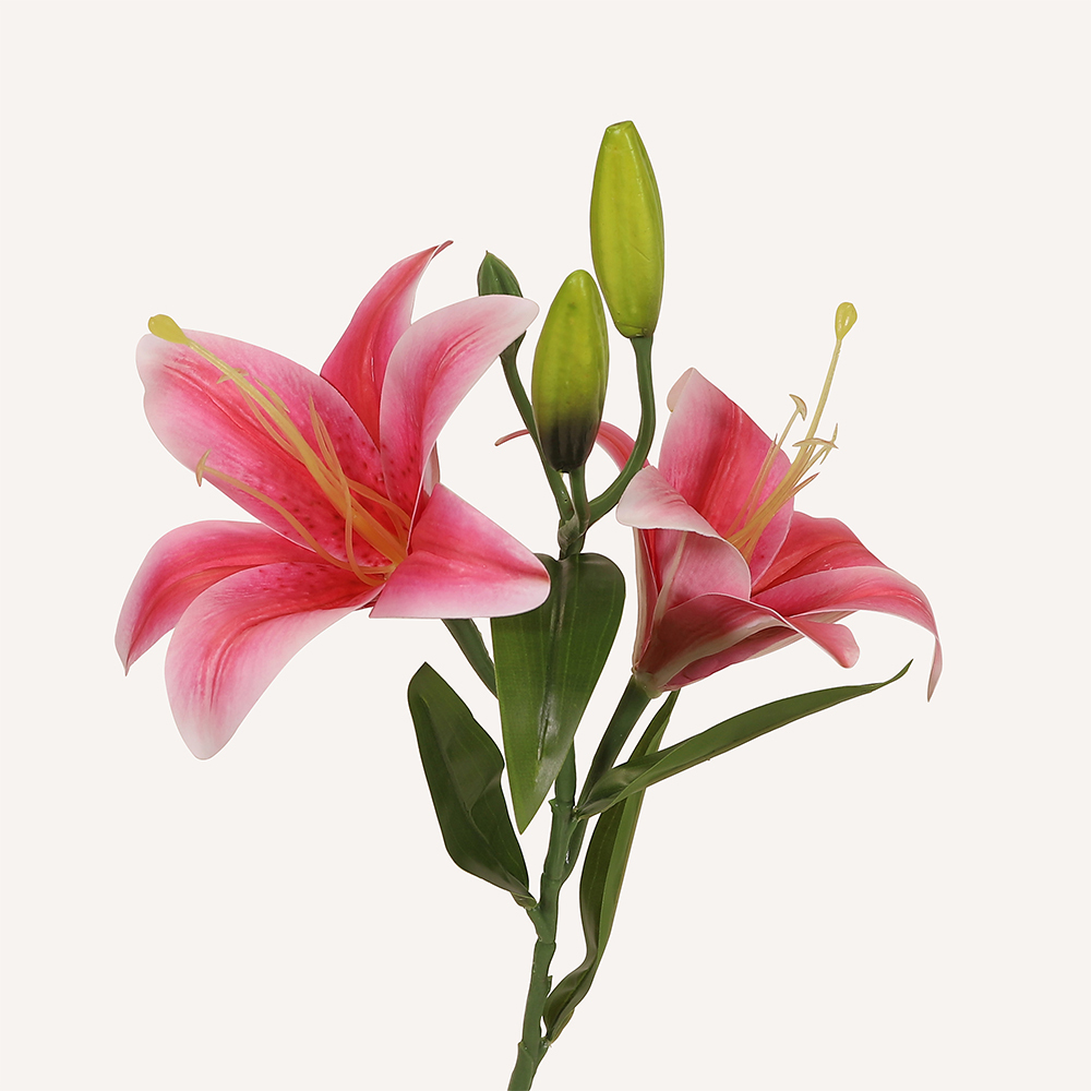 En elegant Lilja rosa Gunsan, Konstgjord lilja 52 cm hög med naturligt utseende och känsla. Detaljerad utformning med realistiskt bladverk. 