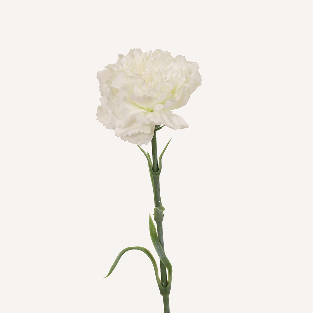 En elegant Nejlika vit Diana, Konstgjord nejlika 50 cm hög med naturligt utseende och känsla. Detaljerad utformning med realistiskt bladverk. 