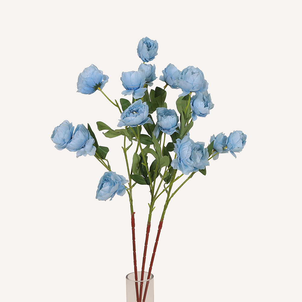 En elegant Pion blå Hades, Konstgjord pion 65 cm hög 6 blommor med naturligt utseende och känsla. Detaljerad utformning med realistiskt bladverk. 3