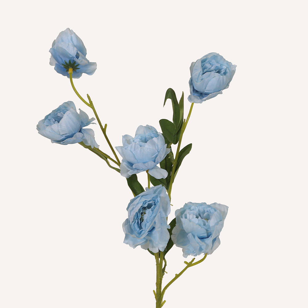 En elegant Pion blå Hades, Konstgjord pion 65 cm hög 6 blommor med naturligt utseende och känsla. Detaljerad utformning med realistiskt bladverk. 