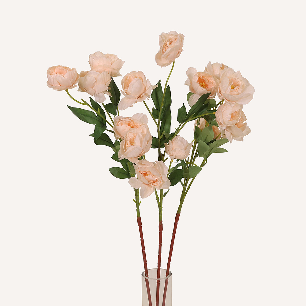 En elegant Pion champagne Hades, Konstgjord pion 65 cm hög 6 blommor med naturligt utseende och känsla. Detaljerad utformning med realistiskt bladverk. 