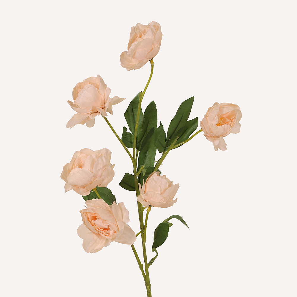 En elegant Pion champagne Hades, Konstgjord pion 65 cm hög 6 blommor med naturligt utseende och känsla. Detaljerad utformning med realistiskt bladverk. 