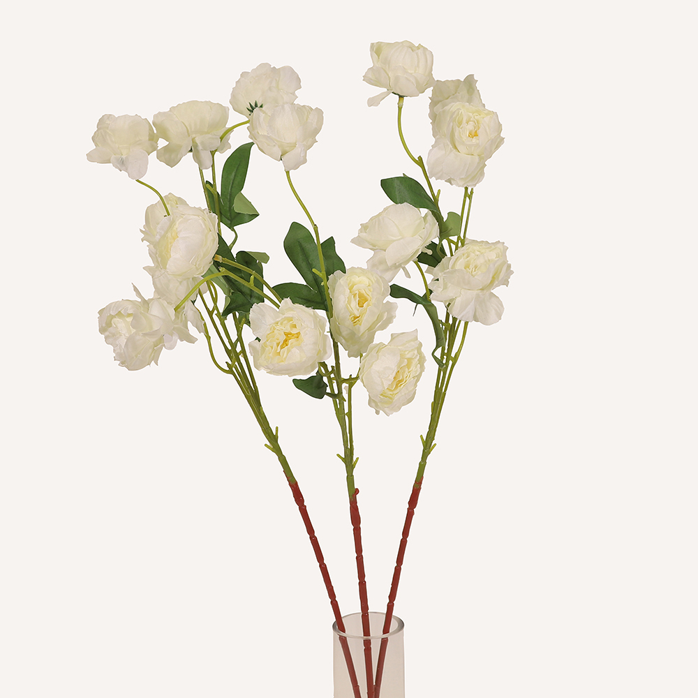 En elegant Pion vit Hades, Konstgjord pion 65 cm hög 6 blommor med naturligt utseende och känsla. Detaljerad utformning med realistiskt bladverk. 3