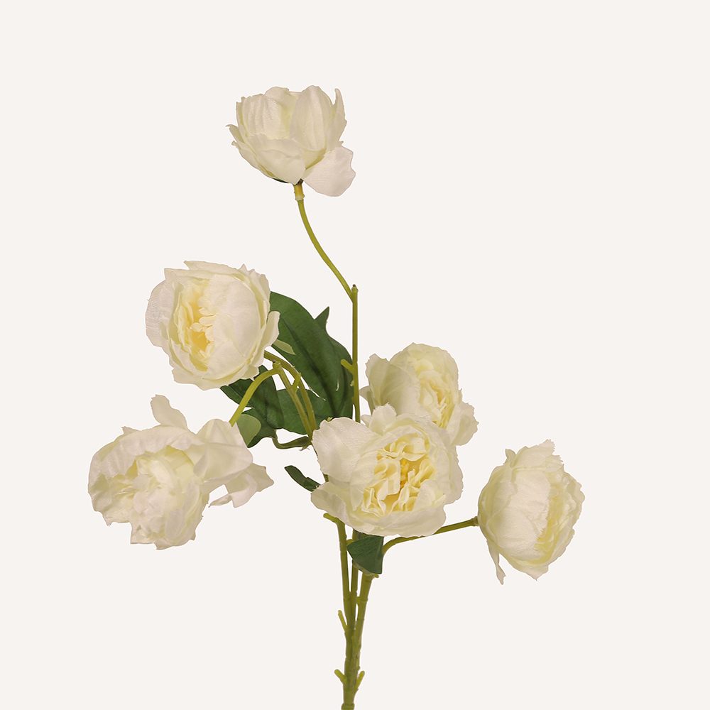 En elegant Pion vit Hades, Konstgjord pion 65 cm hög 6 blommor med naturligt utseende och känsla. Detaljerad utformning med realistiskt bladverk. 