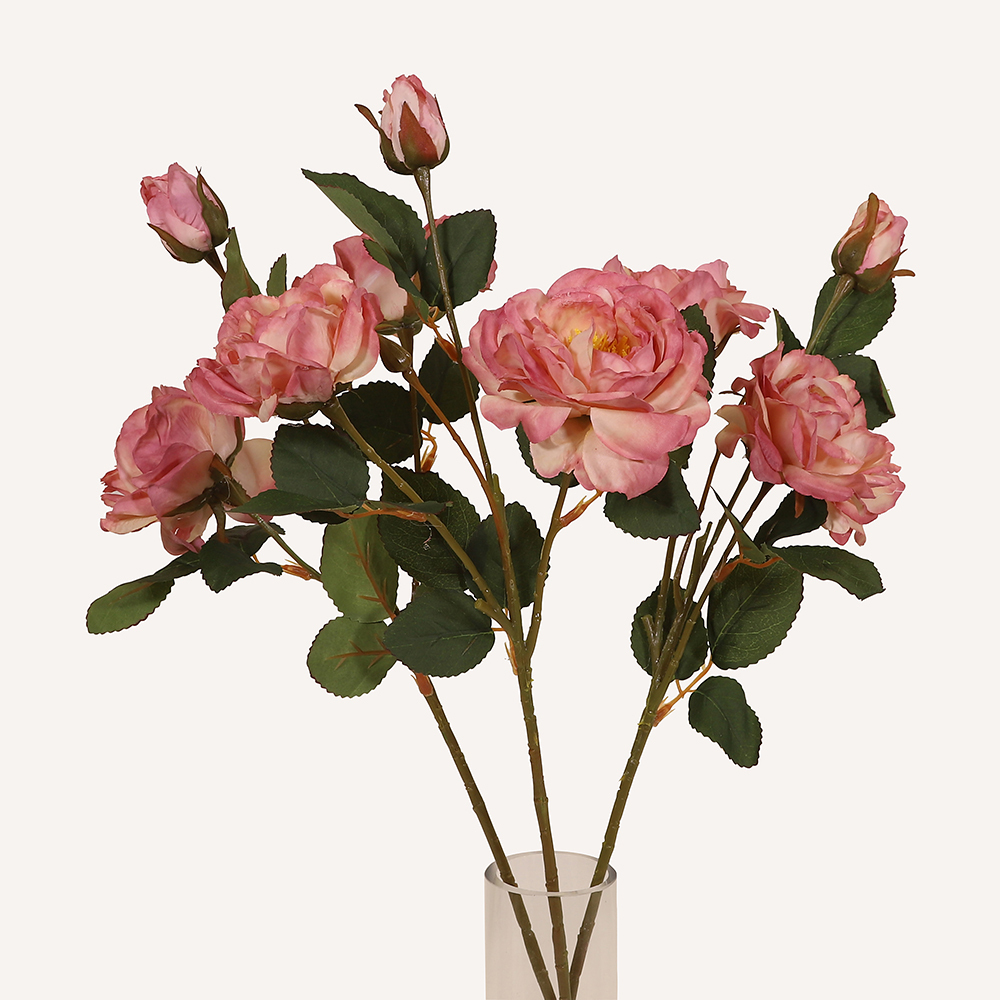 En elegant Pion rosa Plinius, Konstgjord pion 53 cm hög 3 blommor med naturligt utseende och känsla. Detaljerad utformning med realistiskt bladverk. 3