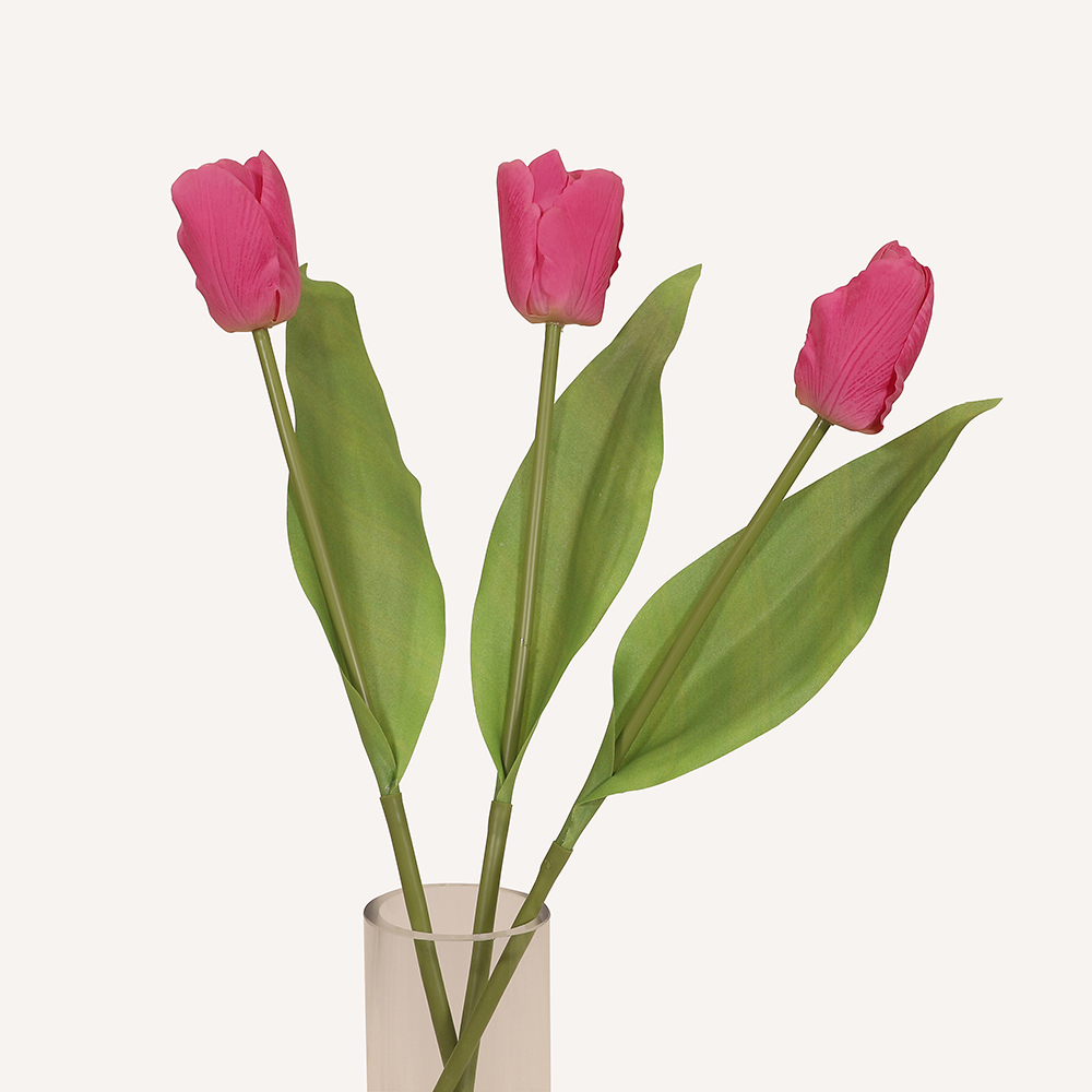 En elegant Tulpan rosa Lisse, Konstgjord tulpan 34 cm hög med naturligt utseende och känsla. Detaljerad utformning med realistiskt bladverk. 3