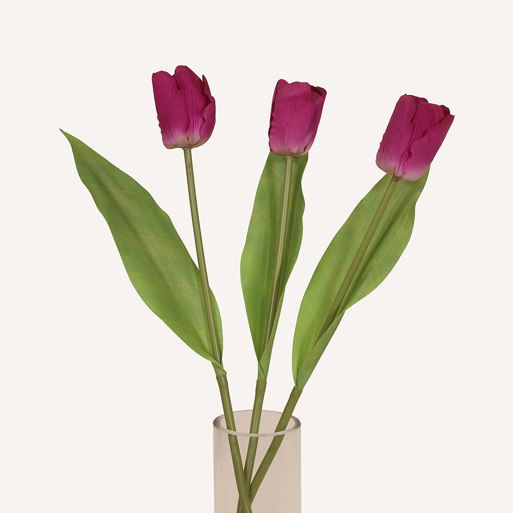 En elegant Tulpan lila Lisse, Konstgjord tulpan 34 cm hög med naturligt utseende och känsla. Detaljerad utformning med realistiskt bladverk. 3