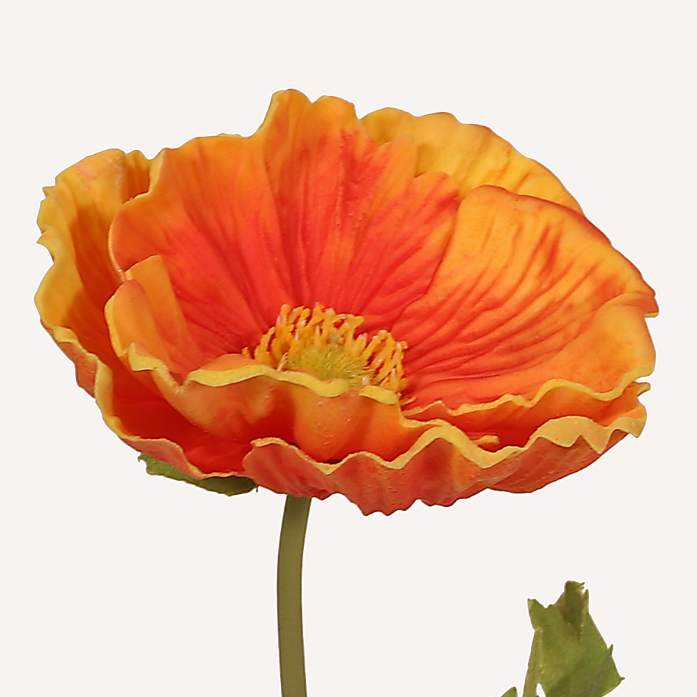 En elegant Vallmo orange Poppy, Konstgjord vallmo 60 cm hög med naturligt utseende och känsla. Detaljerad utformning med realistiskt bladverk. 1