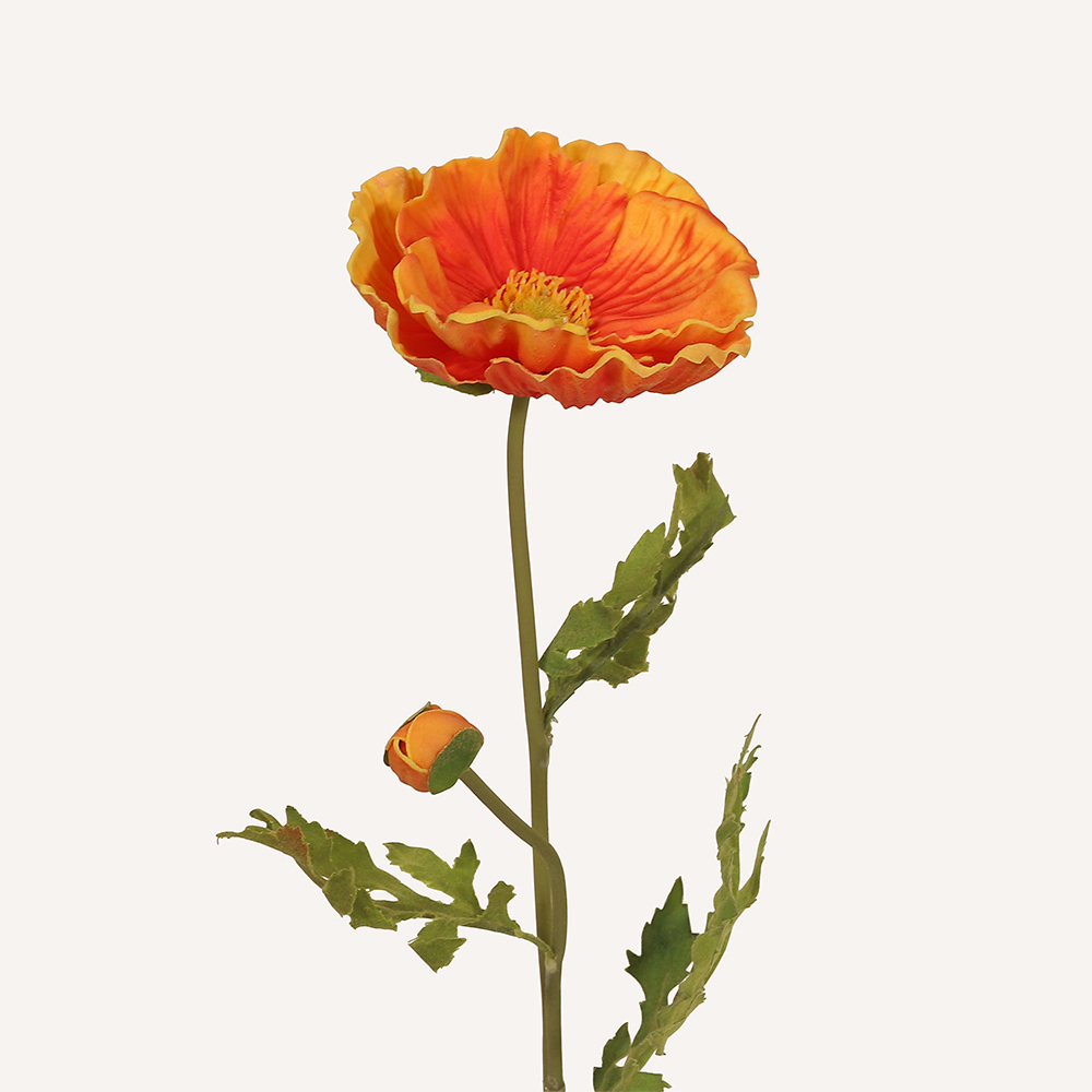 En elegant Vallmo orange Poppy, Konstgjord vallmo 60 cm hög med naturligt utseende och känsla. Detaljerad utformning med realistiskt bladverk. 
