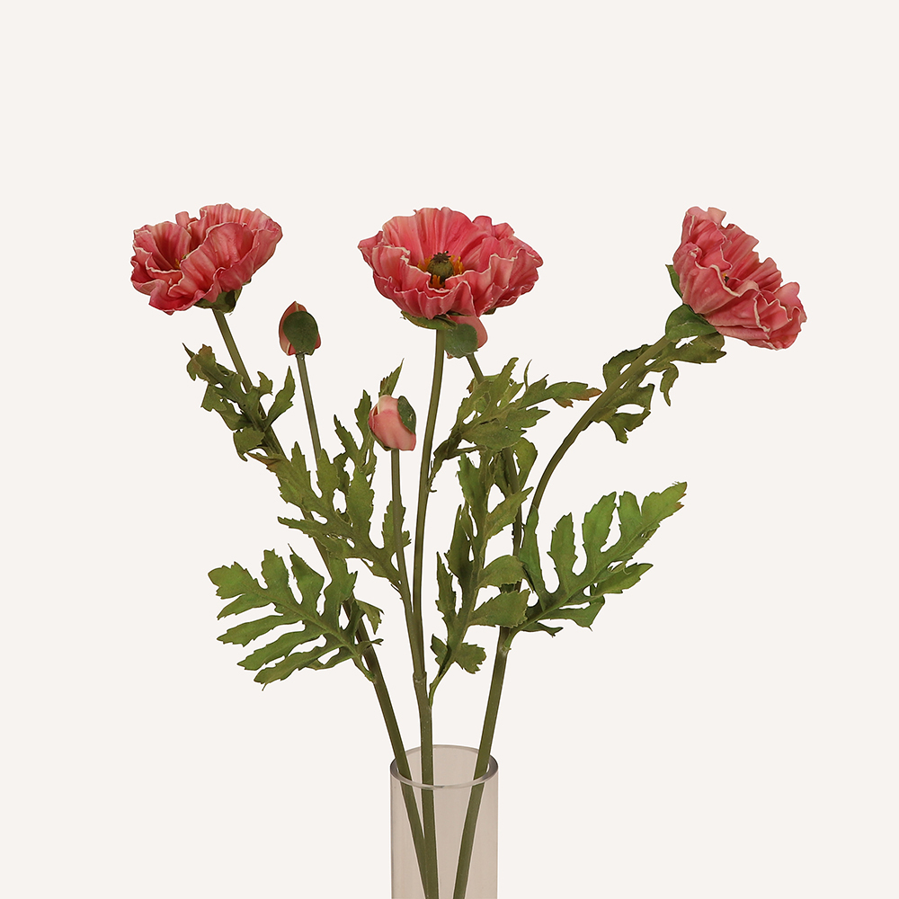 En elegant Vallmo rosa Poppy, Konstgjord vallmo 60 cm hög med naturligt utseende och känsla. Detaljerad utformning med realistiskt bladverk. 3