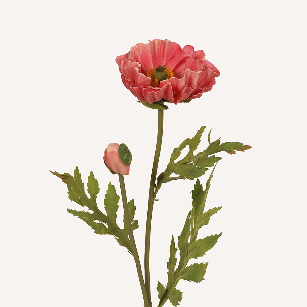En elegant Vallmo rosa Poppy, Konstgjord vallmo 60 cm hög med naturligt utseende och känsla. Detaljerad utformning med realistiskt bladverk. 