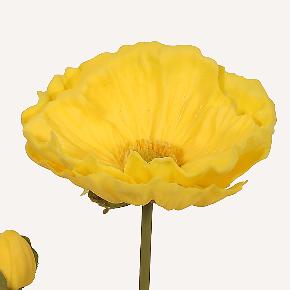 En elegant Vallmo gul Poppy, Konstgjord vallmo 60 cm hög med naturligt utseende och känsla. Detaljerad utformning med realistiskt bladverk. 1