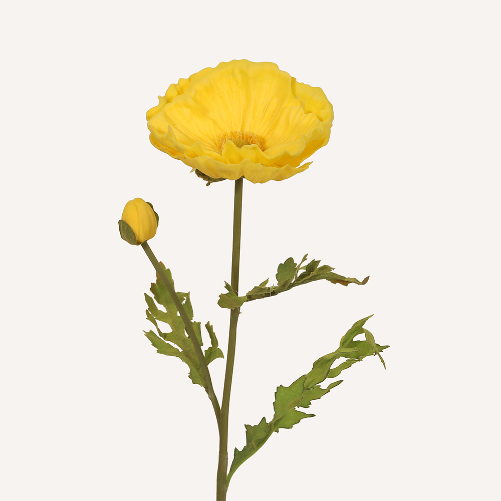 En elegant Vallmo gul Poppy, Konstgjord vallmo 60 cm hög med naturligt utseende och känsla. Detaljerad utformning med realistiskt bladverk. 