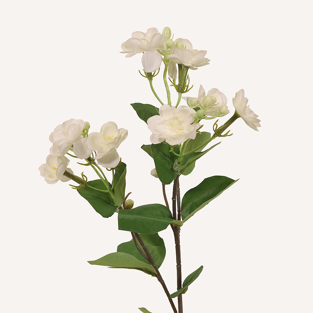 En elegant Rosbukett vit och rosa Love med vit-rosa Jasmin, Konstgjord blombukett med 14 blommor och snittgrönt med naturligt utseende och känsla. Detaljerad utformning med realistiskt bladverk. 3