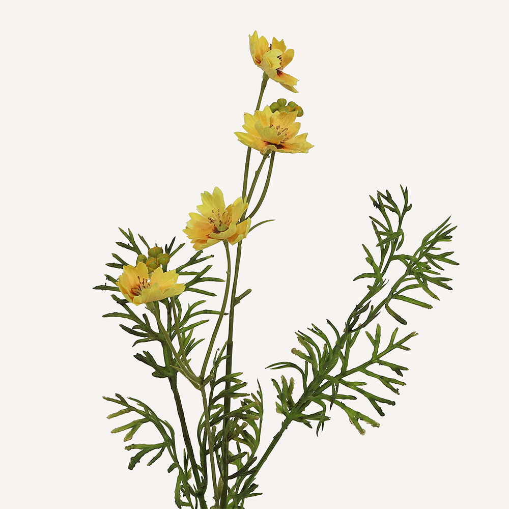 En elegant Tulpanbukett gul Lisse, Konstgjord blombukett med 9 blommor och snittgrönt med naturligt utseende och känsla. Detaljerad utformning med realistiskt bladverk. 2