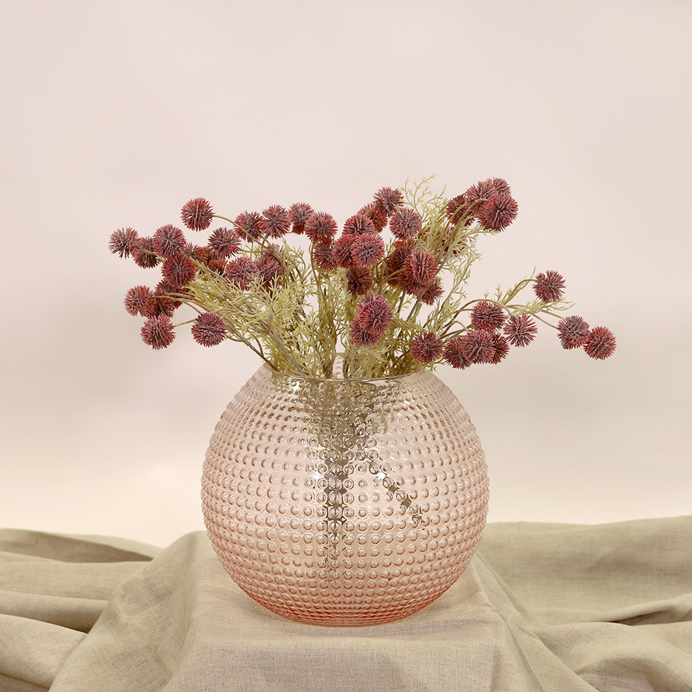 En elegant Blombukett Melaleuca rosaröd - Rosenskimrande, Konstgjord blombukett med 4 blommor och snittgrönt med naturligt utseende och känsla. Detaljerad utformning med realistiskt bladverk. 