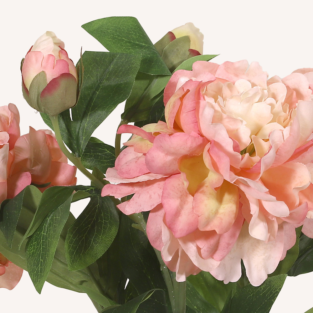 En elegant Pion rosa Lactiflora, Konstgjord pion 63 cm hög med naturligt utseende och känsla. Detaljerad utformning med realistiskt bladverk. 